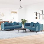 vidaXL Ensemble de canapés 2 Pièces avec coussins bleu velours