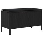vidaXL Pouf de Jardin avec oreiller Noir 80 x 38 x 45 cm Rotin PE