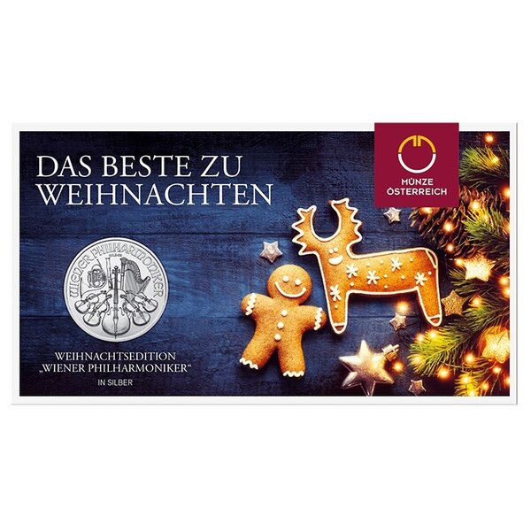 Pièce de monnaie 1,50 euro Autriche 2020 1 once argent – Philharmonique (édition de Noël)