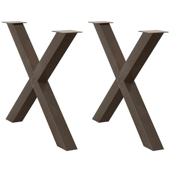 vidaXL Pieds de table à manger en forme de X  2 pièces  acier naturel  90 x (72-73) cm