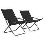 vidaXL Chaises pliables de plage lot de 2 Tissu Noir