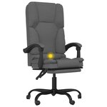 vidaXL Fauteuil de massage inclinable de bureau gris foncé tissu