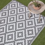 Tapis extérieur terrasse réversible - Tapis de jardin imperméable et résistant UV - Zoe - Gris - 120x180 cm - HOMESCAPES