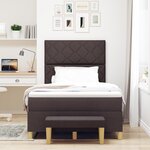 vidaXL Lit à ressorts avec matelas et banc brun foncé 120x200 cm en tissu