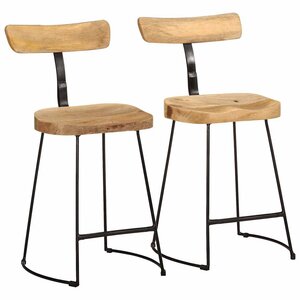 vidaXL Tabourets de bar lot de 2 49x43x79 cm bois de manguier massif