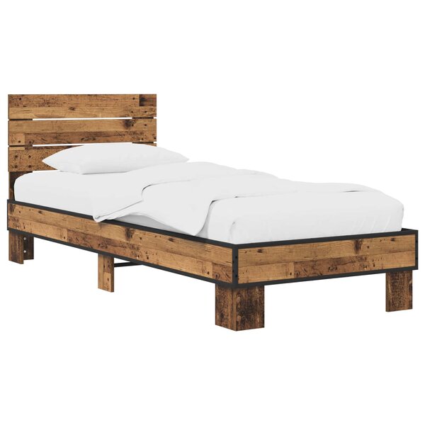vidaXL Cadre de lit avec tête de lit Bois ancien 80 x 200 cm