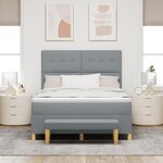 Lit à ressort avec matelas et banc vidaXL Gris clair 140x200 cm Tissu