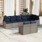 vidaXL Ensemble de canapé de jardin 8 Pièces Gris polyrotin