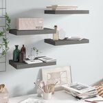vidaXL Étagère murale flottante 4 Pièces Gris brillant 40x23x3 8 cm MDF
