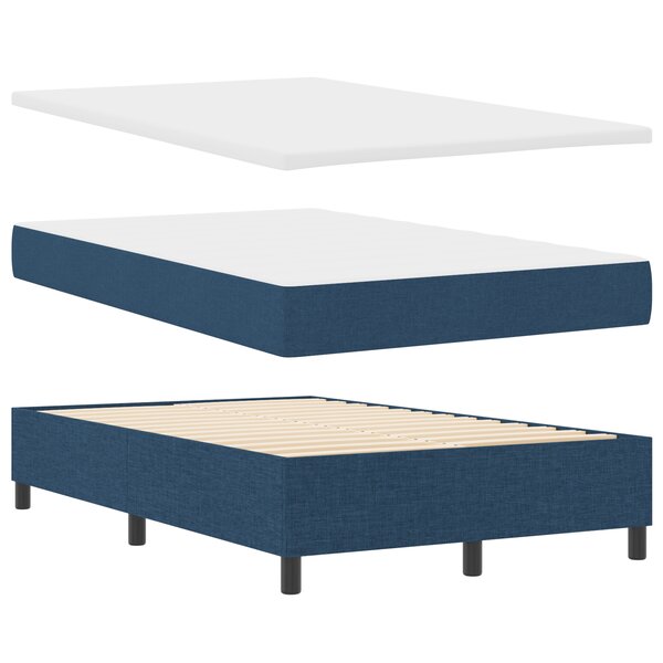 vidaXL Lit avec sommier et banc bleu 120x200 cm en tissu