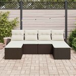 vidaXL Ensemble de canapé de jardin 6 Pièces Marron Poly Rattan