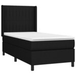 vidaXL Sommier à lattes de lit matelas et LED Noir 90x200 cm Tissu