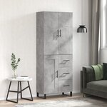 vidaXL Buffet haut Gris béton 69 5x34x180 cm Bois d'ingénierie