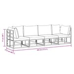 vidaXL Ensemble de canapé de jardin avec coussin 4 Pièces Noir Aluminium