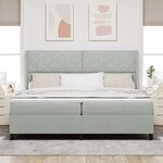 vidaXL Lit à Ressorts avec Matelas LED Gris clair 200 x 200 cm Velours