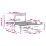 vidaXL Cadre de lit Marron ciré Bois de pin massif 150 x 200 cm