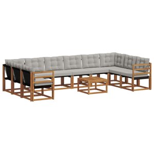 vidaXL Ensemble de canapés d'extérieur 11 pc Gris Naturel et Clair