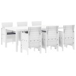 vidaXL Ensemble salle à manger jardin 7 pièces avec coussins Blanc Rotin Poly