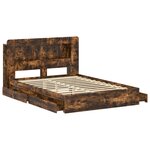 vidaXL Cadre de lit avec rangement avec tiroir Chêne fumé 135 x 190 cm