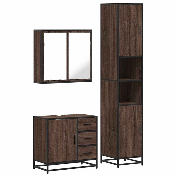 vidaXL Ensemble de meubles de salle de bain 3 Pièces Chêne marron