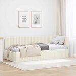 vidaXL Cadre de lit d'angle avec tête de lit Crème 80 x 200 cm Velours
