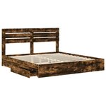 vidaXL Lit de Rangement Chêne fumé 200 x 200 cm Bois d'ingénierie