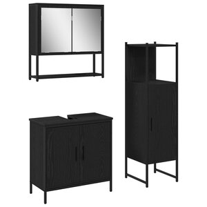 vidaXL Ensemble de mobilier de salle de bain avec étagère 3 Pièces Noir