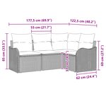 Ensemble de canapé de jardin de 4 pièces avec coussins en rotin poly noir