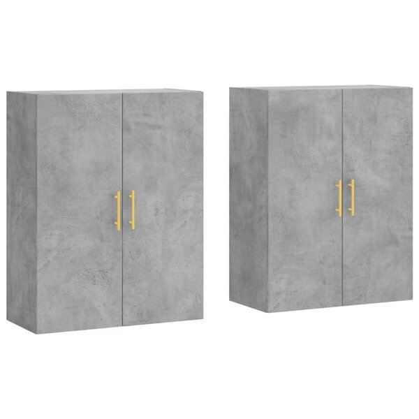 vidaXL Armoires murales 2 Pièces gris béton 69 5x34x90 cm