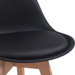 Lot de 4 chaises de salle à manger scandinaves assise rembourré pieds en bois hêtre rétro chaise pour salon chambre cuisine bureau noir 01_0000722