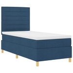 vidaXL Lit à ressort LED avec matelas Bleu 90 x 190 cm tissu