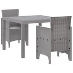 vidaXL Ensemble de salle à manger jardin 3 pièces gris clair en poly rotin