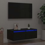 vidaXL Meuble TV avec lumières LED chêne noir 75x35 5x25 cm