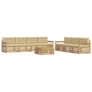 vidaXL Ensemble de canapés d'extérieur 8 pc Blanc et Beige Polyester