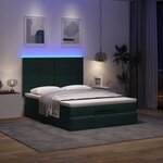 vidaXL Cadre de lit ottoman avec matelas vert foncé 140x200 cm velours