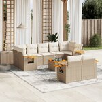 vidaXL Salon de jardin avec coussins 10 Pièces beige résine tressée
