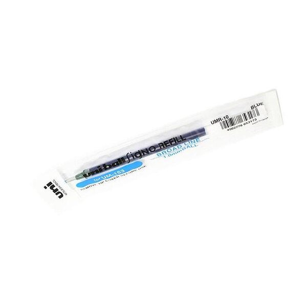 Recharge pour Roller UM153 encre gel Signo Broad UMR10 Pointe Large 1mm Bleu UNI-BALL