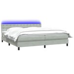 vidaXL Sommier à lattes de lit et matelas et LED gris clair 180x220cm velours