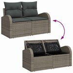 vidaXL Ensemble de canapé de jardin avec coussin 4 Pièces Gris Poly rotin