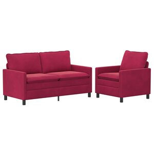 vidaXL Ensemble de Canapés 2 pc Bordeaux Velours