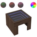 vidaXL Table basse avec LED infini chêne marron 40x40x30 cm
