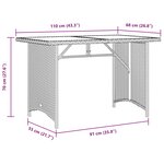 vidaXL Table de jardin avec dessus en verre marron 110x68x70 cm rotin