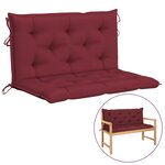 vidaXL Coussins de banc de jardin 2 Pièces rouge bordeaux tissu Oxford