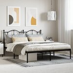 vidaXL Cadre de lit métal avec tête de lit noir 160x200 cm