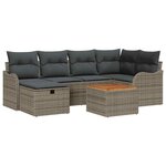 vidaXL Ensemble de canapé de jardin avec coussin 7 Pièces Gris Poly rotin