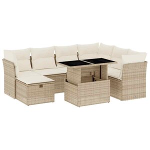 vidaXL Salon de jardin avec coussins 8 Pièces beige résine tressée