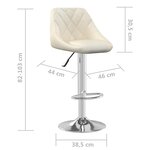 Vidaxl tabourets de bar 2 pièces crème velours