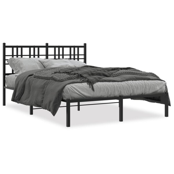vidaXL Cadre de lit métal sans matelas avec tête de lit noir 120x200cm