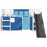 vidaXL Lit mezzanine enfants et rideaux bleu 80x200cm bois pin massif