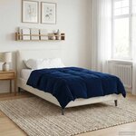 vidaXL Duvet d'hiver Matelassé Bleu foncé 140 x 200 cm Microfibre